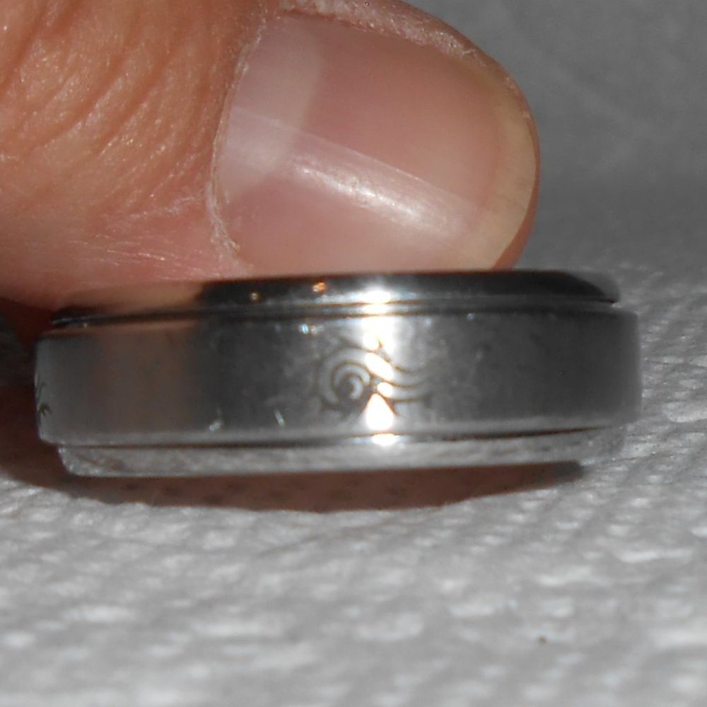 Vintage Surgical Steel Silver Tribal Spinner Fidget Anxiety Ring Size 13 - Picture 10 of 11